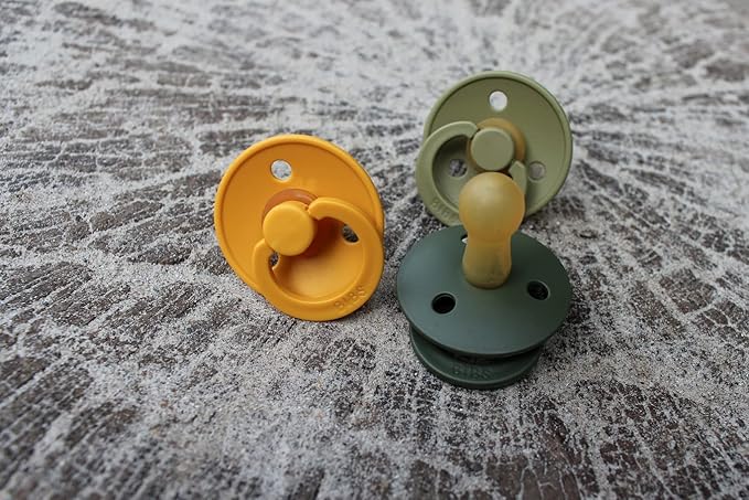 BIBS Pacifiers Colour Collection | Natural Rubber Baby Pacifier | Set of 2 BPA-Free Soothers | Made in Denmark | 6+ Months (Pack of 2) | Olive/White