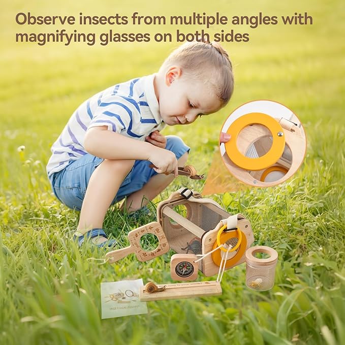 Bug Catcher Kit for Kids Explorer Kit, 10PCS Outdoor Bug Catching Kit with Magnifying Glass & Net, Adventure Set for Backyard & Camping, Fun Gift for Girls Boys
