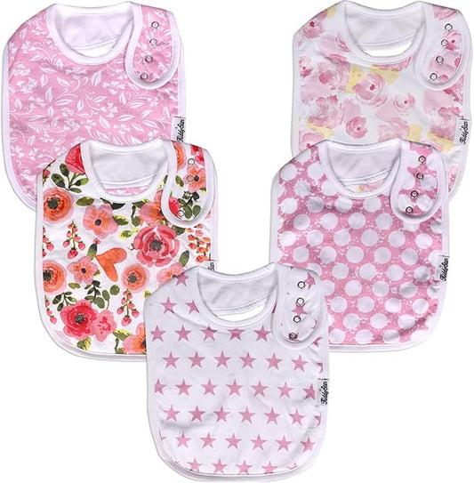 Organic Cotton Baby Bibs for Boys & Girls – Soft, Absorbent Teething & Drool Bibs - Adjustable Snaps for Toddlers