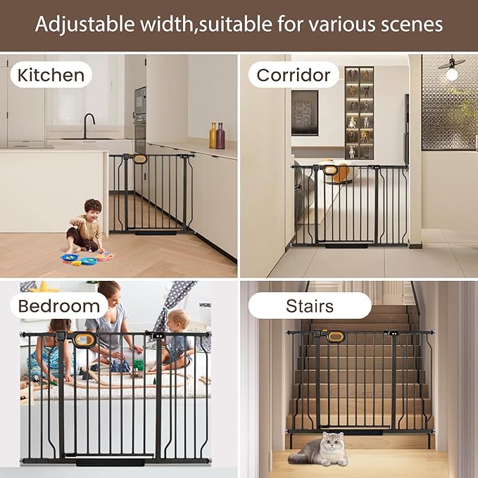 owlie Small Narrow Baby Gate for Stairs Doorways Hallways 23.6-27.6 Inch Wide Pressure Mounted Baby Gate Walk Through Child Gates Toddler Dogs Pet Indoor Stairway Doorway Black (30.5'' Tall)