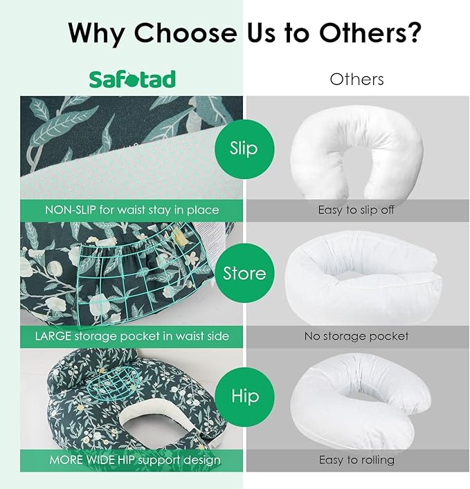 Nursing Pillow for Breastfeeding, Original Breastfeeding Pillows for Support Mom and Baby, Nursing Pillows with Adjustable Waist Strap, Pocket and Removable Soft Cover, Dark Green