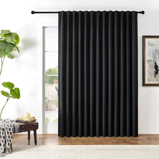 Joydeco Custom Blackout Curtains for Bedroom, 1 Panel Room Darkening Curtains & Drapes for Living Room Window Rod Pocket Back Tab (Custom Size,Black)