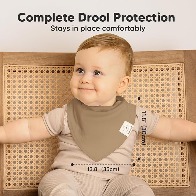 8-Pack Organic Baby Bandana Bibs for Boys, Girls - Super Absorbent Triangle Baby Bibs for Drooling and Teething Infant, 100% Cotton Extra Soft for Newborn, Infant 0-36 Months (Terracotta)