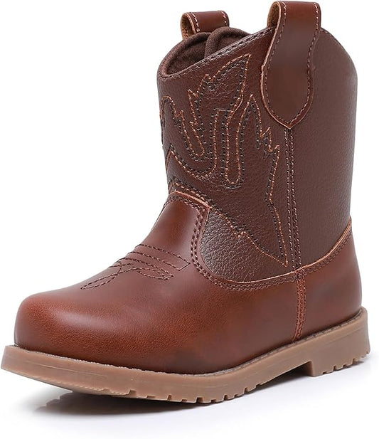 Blikcon Toddler Cowboy Boots for Boys Girls Baby Infant Cowgirl Boots Round Toe All Seasons 6-36 Months (Infant/Toddler)
