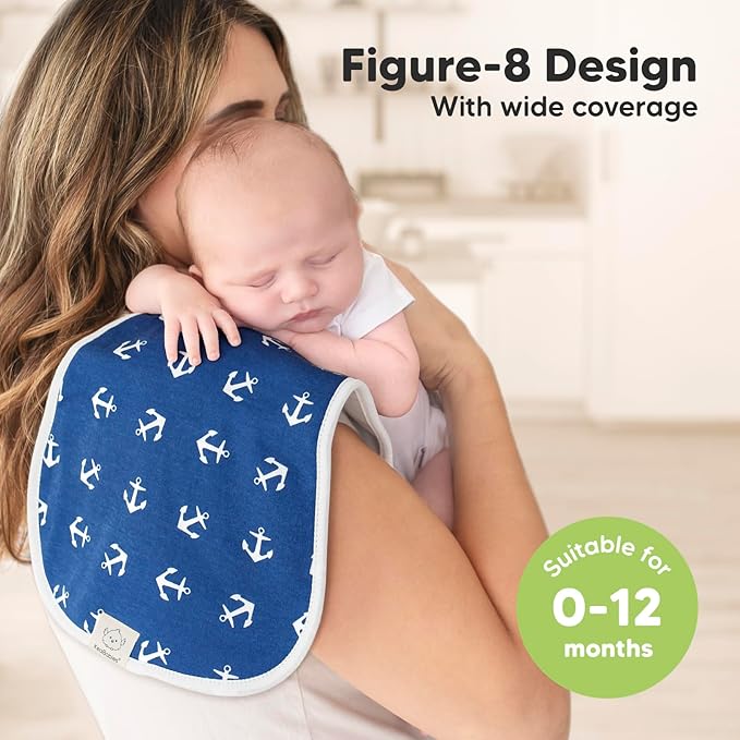 Organic Burp Cloths Baby Boy & Girl - 5-Pack Super Absorbent Cotton Burping Cloths for Babies, Soft & Plush Newborn Spit Up Rags, Infant Towels for Milk Spit Up, Unisex, Large 21" x 10" (Adventurer)