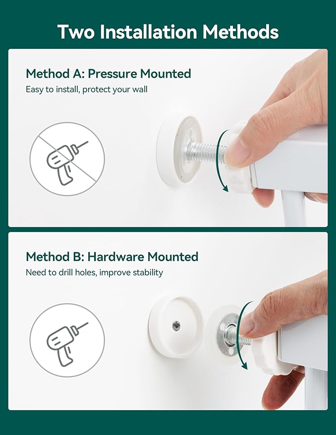 Babelio 36.5-57" Extra Wide Baby Gate with Cat Door,Auto Close&Two Way Swing,Pressure Mounted Dog Gates for Stairs,Doorways,Includes 4 Wall Cups and 3 Extension Pieces,White