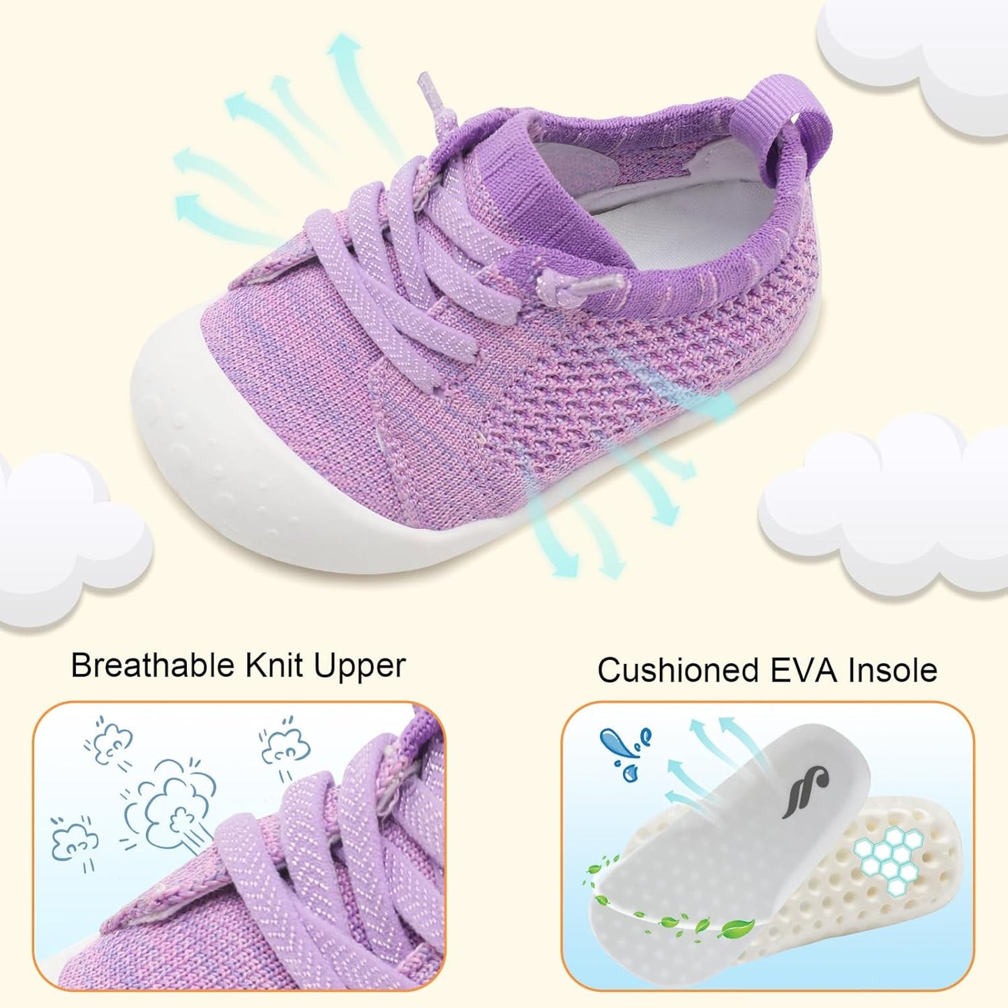 JIASUQI Baby Shoes for Toddler Boys Girls Sneakers Slip on Walking Shoes for Babies