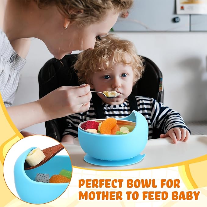 Nuogo 6 Pcs Stainless Steel Baby Bowls with Removable Silicone Shell 304 Toddler Bowls Kids Anti Scald Snack Container for Food Feeding, Dishwasher Safe(Fresh Color,Suction-b)