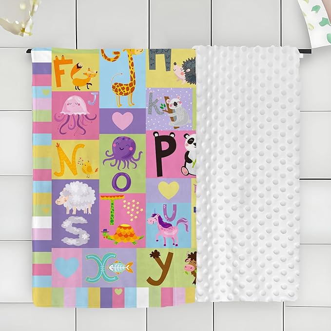 Personalized Baby Blankets for Girls & Boys - Super Soft Easter Blanket with Thick Double-Layer Dotted Backing, Personalized Baby Gifts for Baby Shower from Grandma (Rainbow, Customize Now)