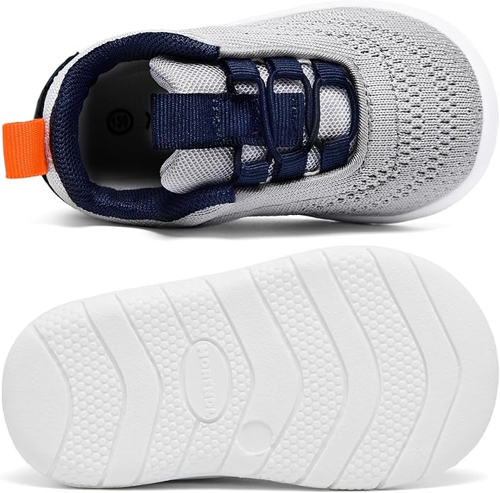 MORENDL Toddler Slip On Sneakers Baby Walking Shoes Non-Slip Breathable Unisex Pink Mesh Lace-Up Athletic Sneakers Infant Running Shoes