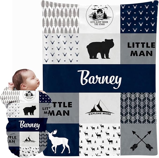 EVER2000 Personalized Baby Blanket for Girls, Custom Baby Blanket with Name, Soft & Fuzzy Newborn Receiving Blankets for Toddler, Customized Baby Gifts for Birthday Baby Shower