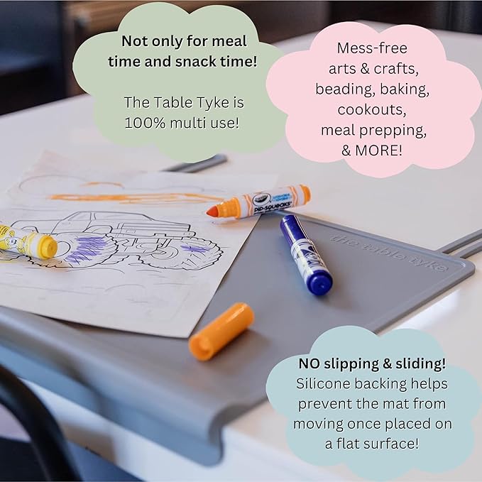 The Table Tyke Silicone Placemats for Toddlers with Patented Edge Bumper | Kids Placemats Non Slip Travel Ready | Baby Placemat BPA Free for Restaurant Dining Table | Ballet Pink