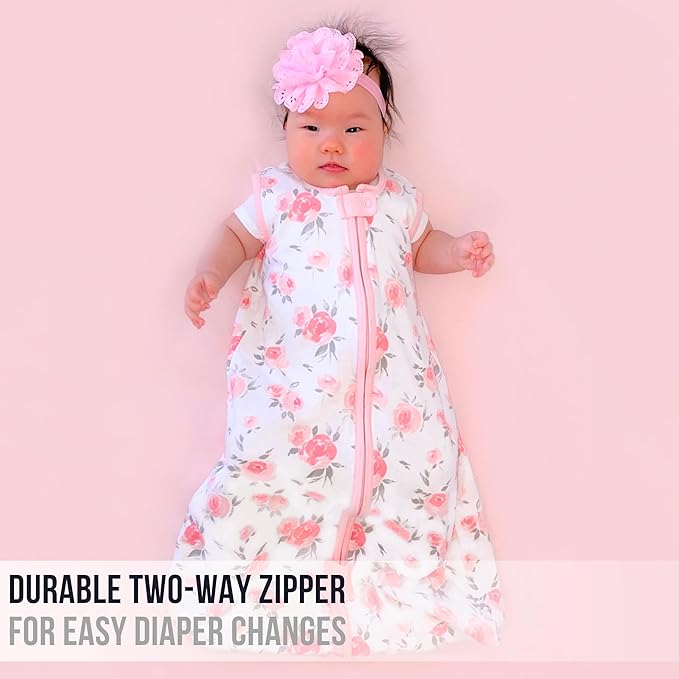 Baby Sleep Sack 1.0 TOG, Organic Cotton Baby Wearable Blanket with Two-Way Zipper, Swaddle Transition Baby Sleeping Bag, All-Season Sleep Sack for Newborn Infant Toddler Boy Girl, 2-Pack, 0-6 Month