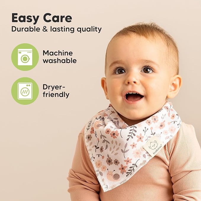 8-Pack Organic Baby Bandana Bibs for Girls - Super Absorbent Triangle Baby Bibs for Drooling and Teething Infant, 100% Cotton Extra Soft for Newborn, Infant 0-36 Months (Bloom)