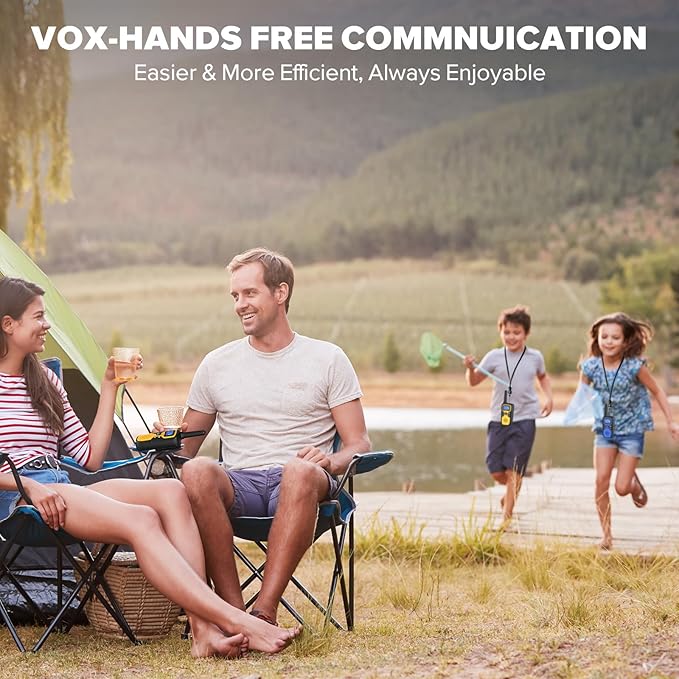 Wishouse Walkie Talkies for Kids Adults - Long Range Rechargeable 2 Way Radios,Gift,Hiking Accessories Camping Gear with Lamp,SOS Siren,NOAA Weather Alert,VOX,Easy to Use 2 Pack