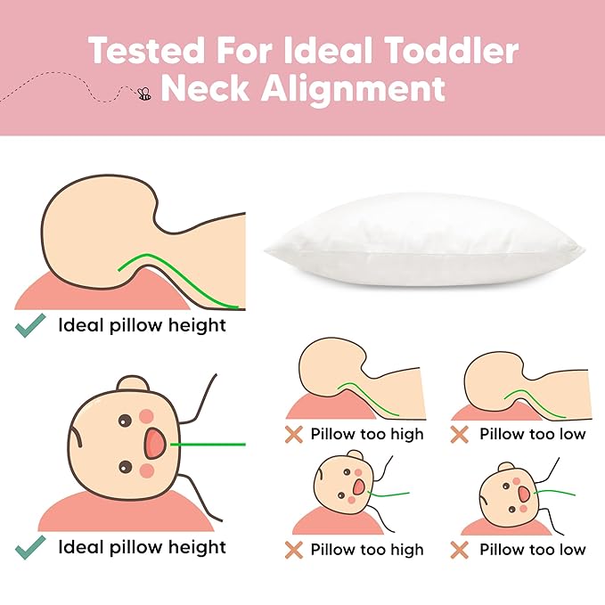 KeaBabies Toddler Pillow 13x18 - Soft Organic Cotton Kids Travel Bed Pillows for Sleeping, School, Nap, Machine Washable, Toddlers 2 to 5, Pillowcase Sold Separately (Soft White)