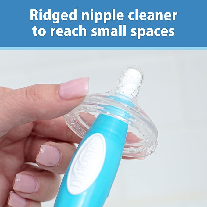 Dr. Brown's Soft Touch No Scratch Baby Bottle Cleaning Brush Nipple Cleaner with Stand and Storage Clip, BPA Free, Pink 1-Pack