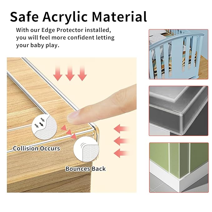 Clear Soft Corner Protectors for Furniture Strip,0.8in x 9.84FT,Sharp Edge & Table Bumper,Cabinet,Window Sill,Wall Corner Protector,Baby Proof Corners and Edges,3 Rolls