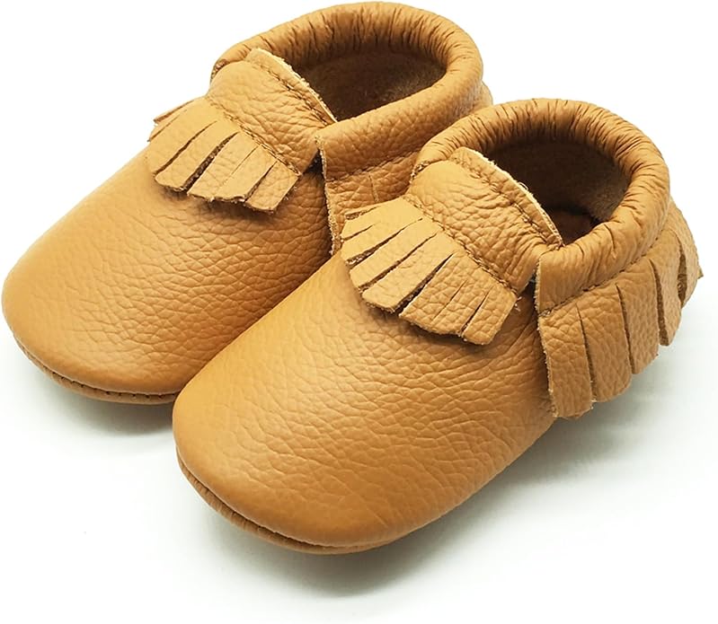 OWLOWLA Baby Moccasins Soft Sole Leather Baby Shoes Infant Toddler Pre-Walker Shoes Baby Boy Girl