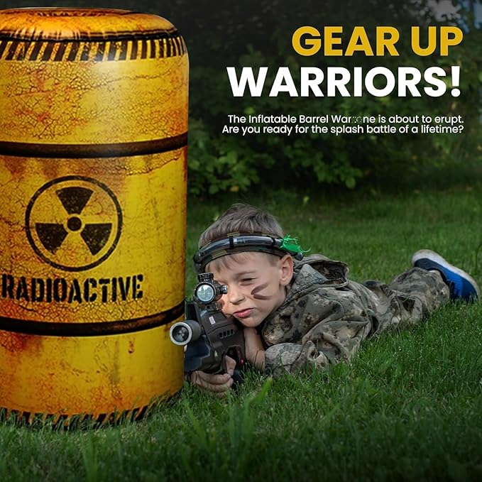 Package 4 Combat Battlefield Inflatables, Compatible with Nerf, Laser tag, Water Gun for Boys Birthday Party Activities and Decoration. Premiume Pack Include Water chember and Repair kit.