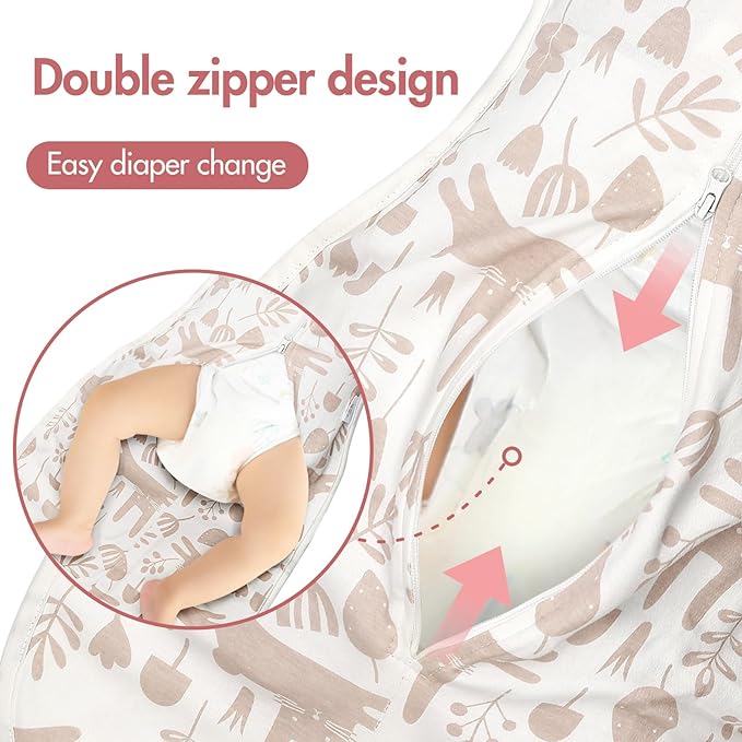 2-Pack Baby Transitional Swaddle Sleep Sack - Arms Up Swaddle 3-6 Months for Baby Girl, Newborn Sleep Sack with Cuff Removable & 2-Way Zipper Design, Pink Bunny