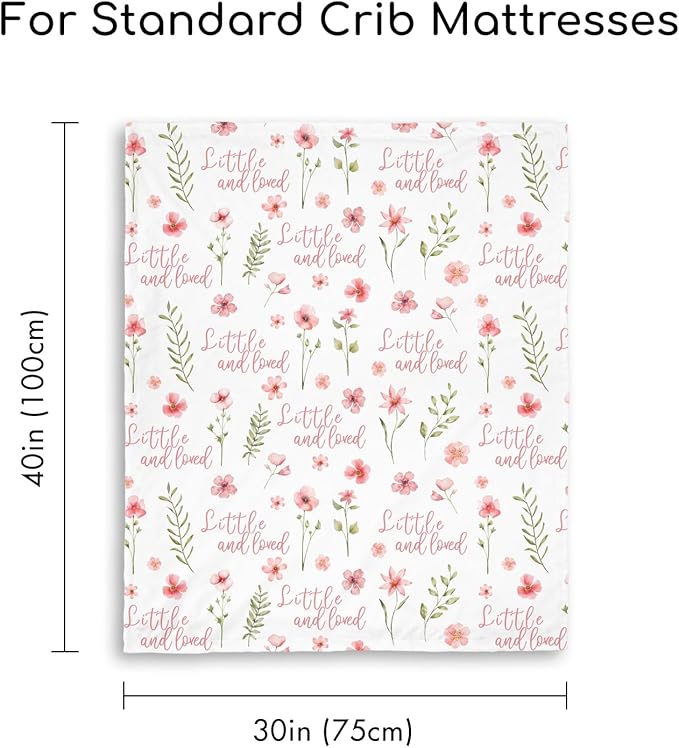 Floral Baby Blankets for Girls - Super Soft Nursery Minky Blanket, Newborn Baby Blanket with Double Layer Dotted Backing, Pink Lightweight Bed Throw Blanket, 30 x 40 Inch