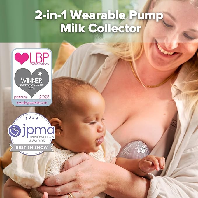 haakaa Wearable Silicone Breast Pump with Steriliser Bag, 2-in-1 Hands-Free Passive Breast Milk Catcher for Nursing Mom, Breastfeeding Essentials, 75ml Shell Pump & 750ml Steriliser Bag - Grey