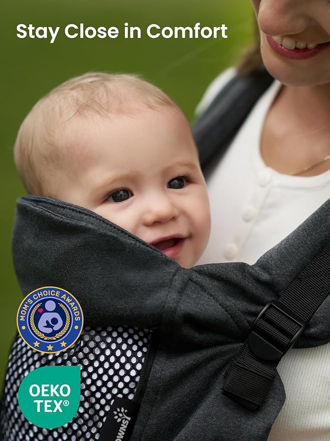 GROWNSY Baby Carrier, All Season Design with Adjustable Mesh Panel, Ergonomic Infant Carrier Wraps with Lower & Upper Buckle, Newborn to Toddler (7-44lbs), Baby Carriers, Hands-Free Parenting, Black