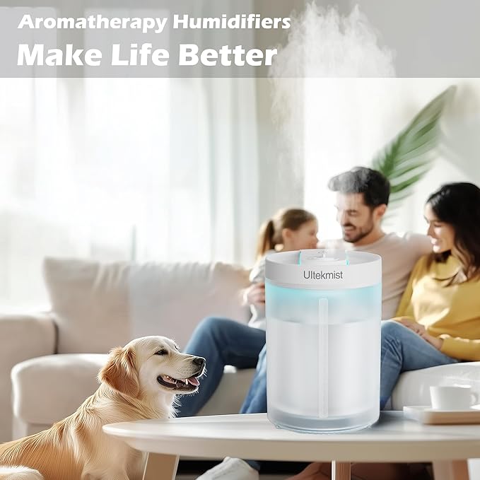 Humidifiers for Bedroom, 2 in 1 Cool Mist Humidifiers for Home, Large Room, Baby Nursery and Plants, 4L Top Fill Cool Mist Humidifier with Oil Diffuser, Nightlight, 31H Runtime (Transparent)