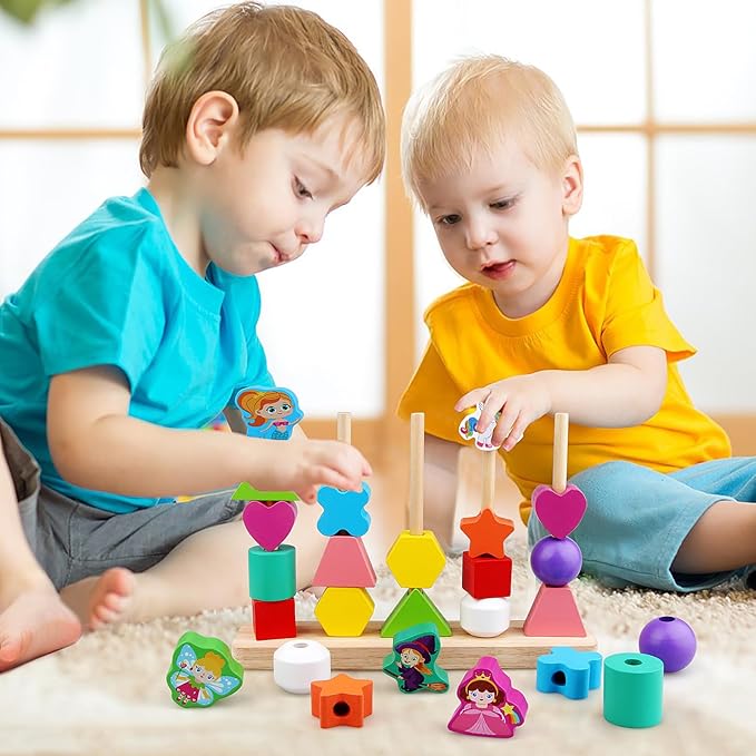 Montessori Toys for Boys Girls 2 3 4 Years Old -Princess Unicorn Fairy Mermaid Shapes Sorting & Stacking Vivid Colors, Early Learning Educational Toys for Halloween Thanks Giving