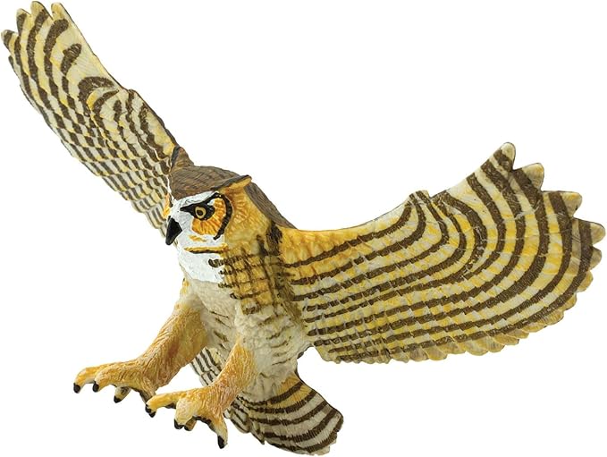 Safari Ltd. Great Horned Owl Figurine - Detailed 5.5" Plastic Model Figure - Fun Educational Play Toy for Boys, Girls & Kids Ages 3+