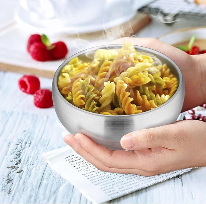 LIANYU 12 Ounce Stainless Steel Bowls Set of 5, Children Kids Toddlers Bowls Set for Soup, Cereal, Rice, Snack, Salad, Healthy & Dishwasher Safe