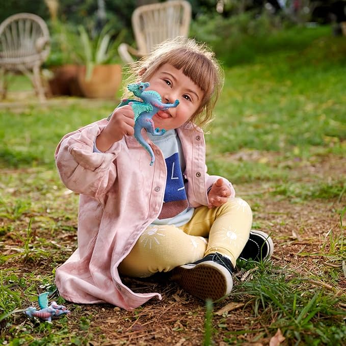 Schleich Bayala - 2 PC Flower Dragon and Baby Toy Set for Girls and Boys - Durable Fantasy Fairy Animal Figurines - Cute Pink and Blue Dragon Figures - Fun Wyvern Playset for Kids Ages 5+ - 70592