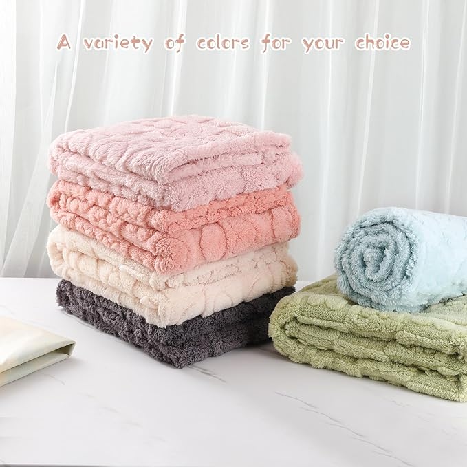 4 Pack Soft Newborn Fleece Baby Blanket for Girl, Crib Blankets with Checked Design Cute Samll Toddler Receiving Blanket for Baby Shower, 30”×40”, (Cream White)