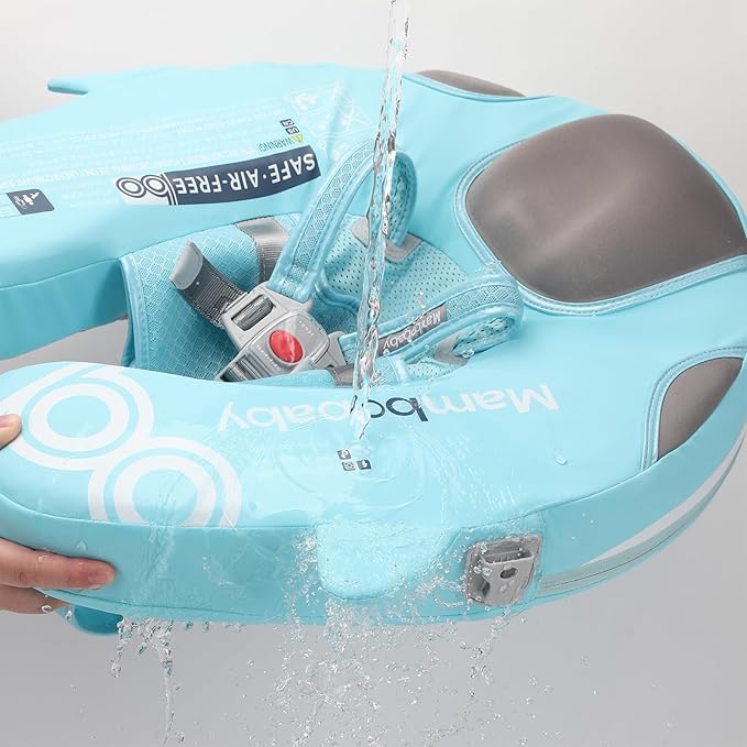 Baby Float with Canopy Non Inflatable Mambobaby Float Pool Floats, Sun Protection Baby Swimming Float Add Tail Avoid Flip Over Swim Trainer for Infants (Narwhal Green-G02NGCTLULNMA01G02)