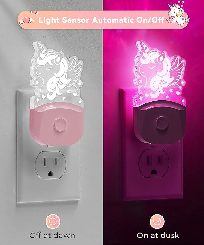 L LOHAS LED Night Light for Kids[2 Pack], Night Lights Plug into Wall with Dusk to Dawn, LED Cute Night Light, Color Changing Nightlight, Birthday Gifts for Girls, Kids, Room Decor