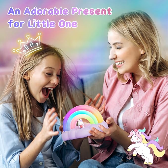 Rainbow Night Light, Kids Light with Three Mode and 30 min Timing LED Rechargeable Touch Control Neon Light for Kids Room,Nursery Night Light for Baby, Gift for Girls and Boys (Purple)