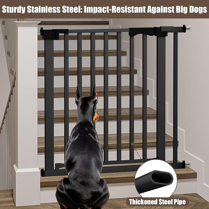 41" Extra Tall Baby Gate for Big Dog No Jumping Over, 30-40.9" Wide Pet Safety Gate Indoor for Doorways No Drilling,Auto Close Child Puppy Gates for Stairways Pressure Mounted (Black)