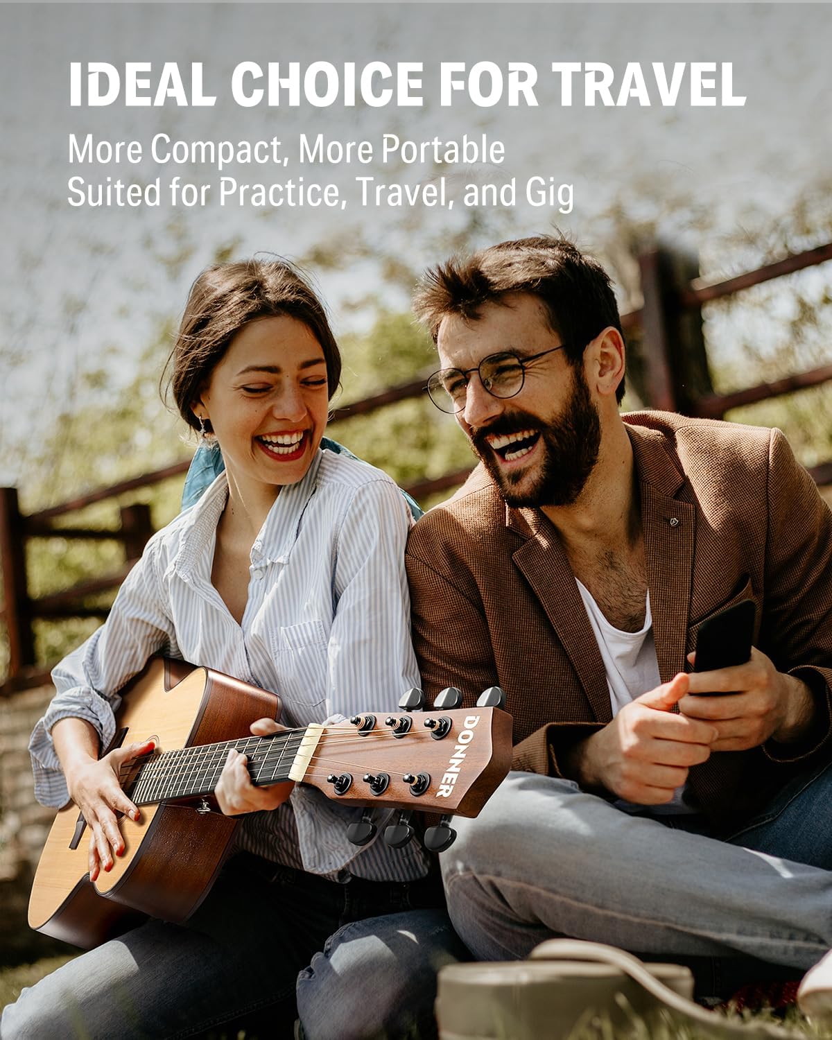 Donner 3/4 Acoustic Guitar Kit 36 Inch Dreadnought Acustica Guitarra Bundle for Beginner Adult Youth Travel With Steel String Spruce Wood Gig Bag Tuner Pickguard Right Hand