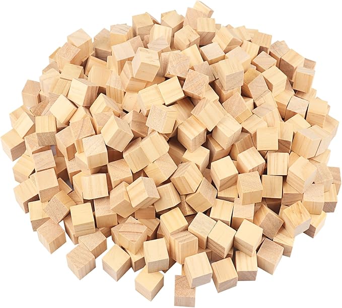700 Packs Wooden Blocks for Crafts, 0.8 Inch Pine Wood Cubes, Wooden Cubes for Paint, Stamp, Decorate, DIY Projects and Personalized Gifts,by GNIEMCKIN.