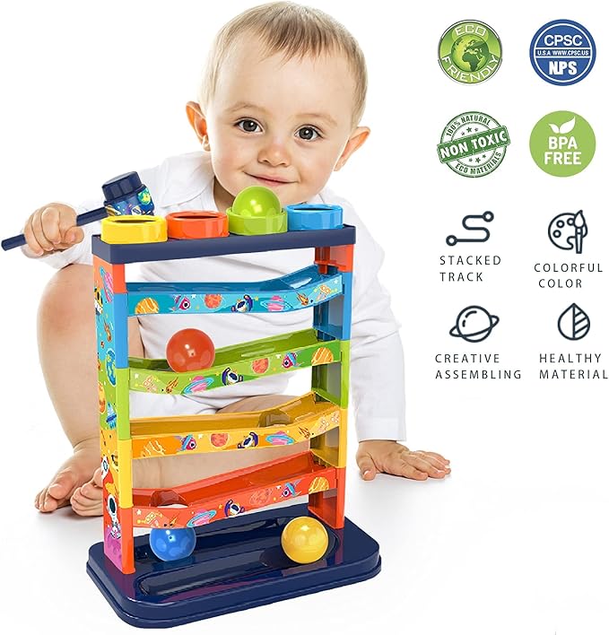 YVV Pound a Ball for Toddlers Boys and Girls STEM Developmental Educational Fun Learning Toy,Activity Toys,Hammer Pounding Toy Exercise Kids,Great Birthday Gift