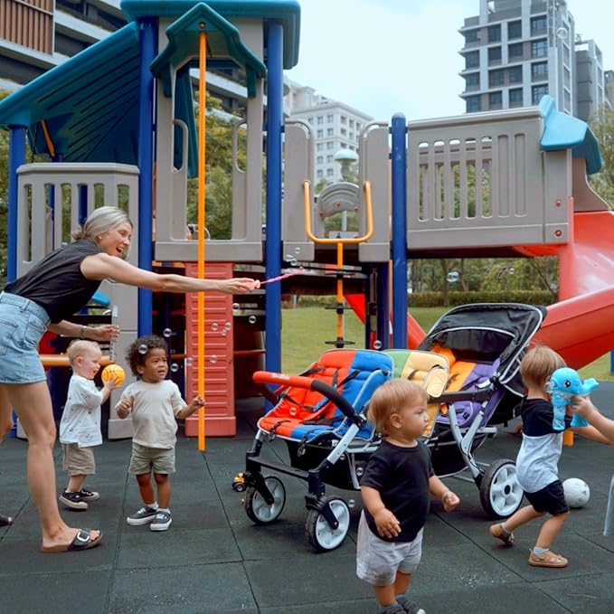 Familidoo H6E 6 seat Baby Stroller- Double Canopy - Daycare Strollers with 5 Point Safety Harness - Backseat footrest Extension for 0 to 36 Months