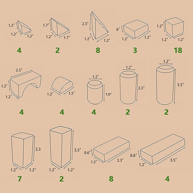 iPlay, iLearn Kid Wooden Building Block Set, Toddler Natural Wood Block Montessori Learning Toy, Large Hardwood Stacking Brick Castle Unit, Preschool Classroom Gift 2 3 4 5 6 8 Year Old Boy Girl Child