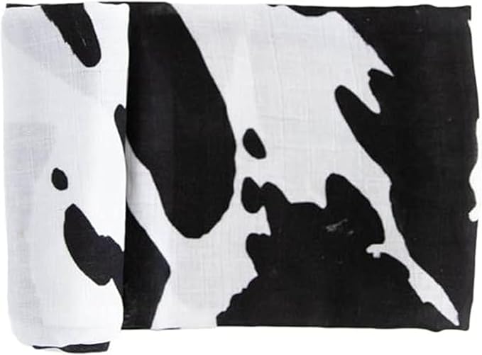 RED ROVR 100% Organic Cotton Muslin Swaddle | Newborn Receiving Blanket | Baby Wrap | Boy, Girl, Unisex | Soft, Lightweight, Breathable | Burping, Nursing, Swaddling | 44" x 44" | Moo Cow