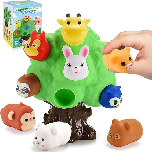 Gifts for 1-5 Year Old Boys, Toddler Toys Farm Animal Learning Toy for Toddlers 1-6 Forest Animal Playset Montessori Toys for 2-6 Girls Sensory Birthday Gifts for Boys