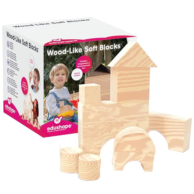 Edushape Wood-Like Soft Blocks, 30 Pieces - Nurture Imagination and Spark Creativity Toys Ideal Birthday Present - for Kids Aged 3+