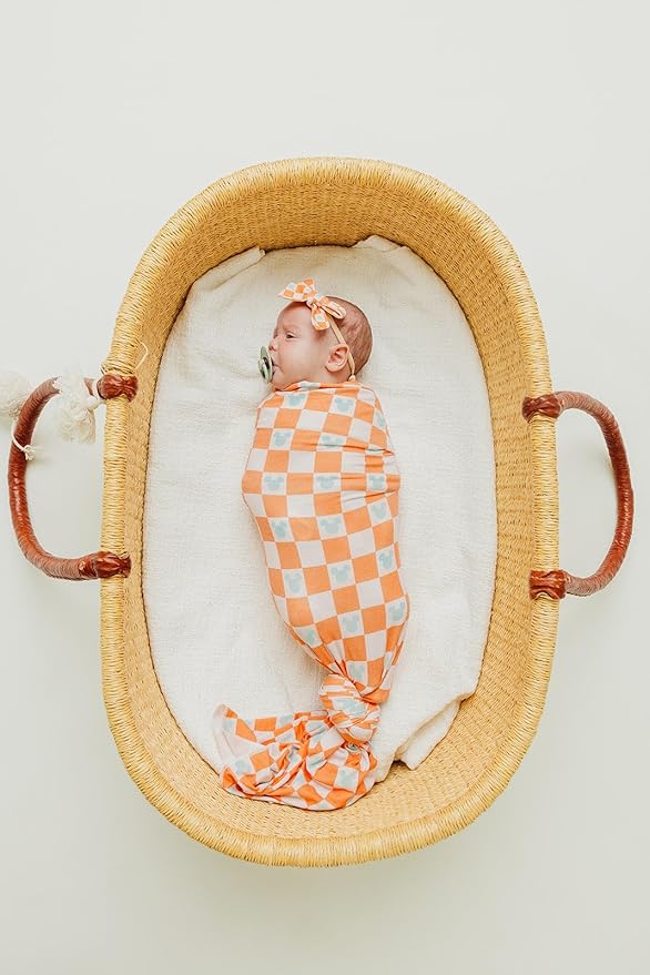 Copper Pearl Large Premium Knit Baby Swaddle Receiving Blanket 'Mickey Mouse Check'