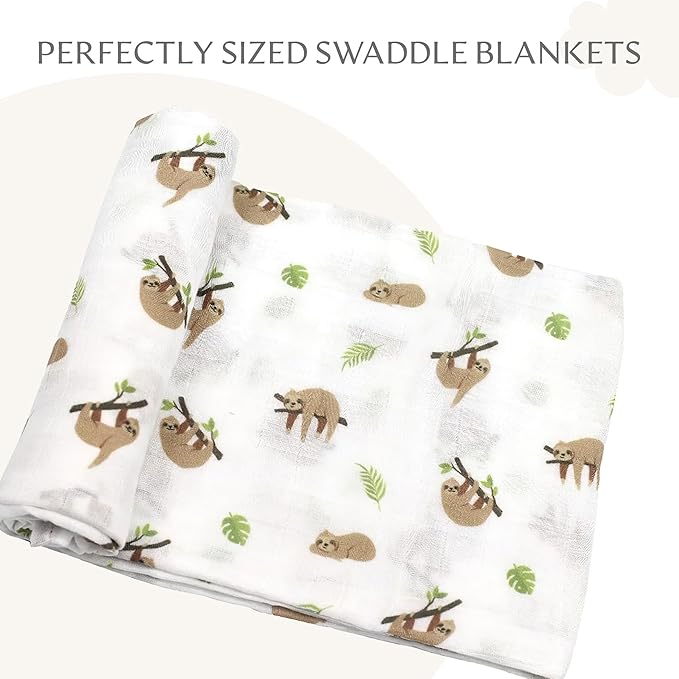 Muslin Baby Swaddle - Breathable Receiving Blankets for Newborn Baby, 70% Viscose derived from Bamboo, 30% Spandex, Imported