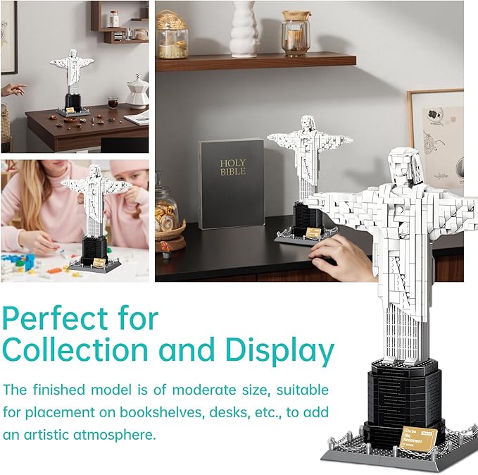Jesus Architecture Model Building Blocks Set,Brazil Christ The Redeemer Statue World Famous Landmark Series Toys Gitf for Kids Adults