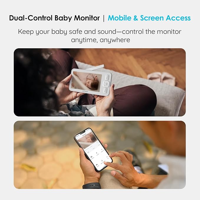 ieGeek Baby Monitor with Camera and Audio, 5" Split Screen HD Video Monitor - Secure WiFi Baby Camera with Night Vision, 2-Way Talk, Motion Detection, Temperature&Humidity Sensor, Privacy Protection